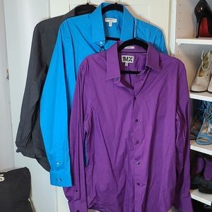 3 Men's Button Up Shirts Express Calvin Klein Medium